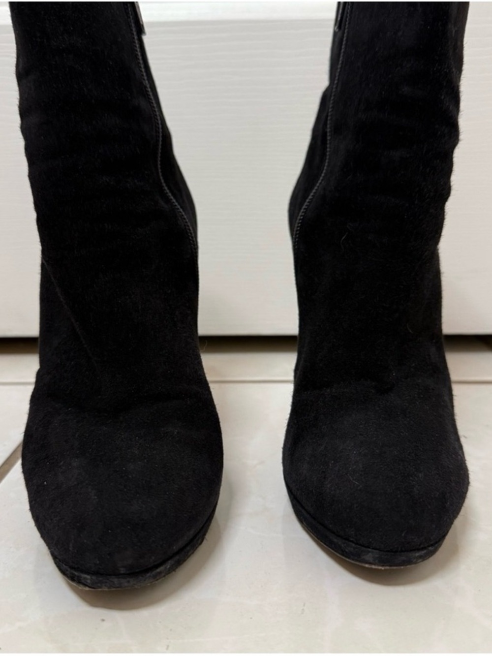 Christian Louboutin Black Suede Ankle Booties with Signature Red Heel - Picture 2 of 6